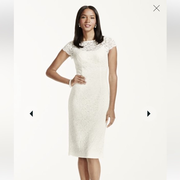 EUC David’s Bridal Studio Lace Cap Sleeve Dress in Ivory - Picture 7 of 7